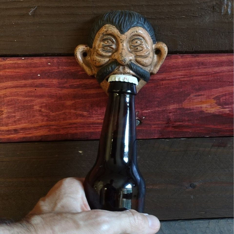 Pepe Four-Eyed Cast Iron Wall Mounted Bottle Opener (3.75" x 3.75")
