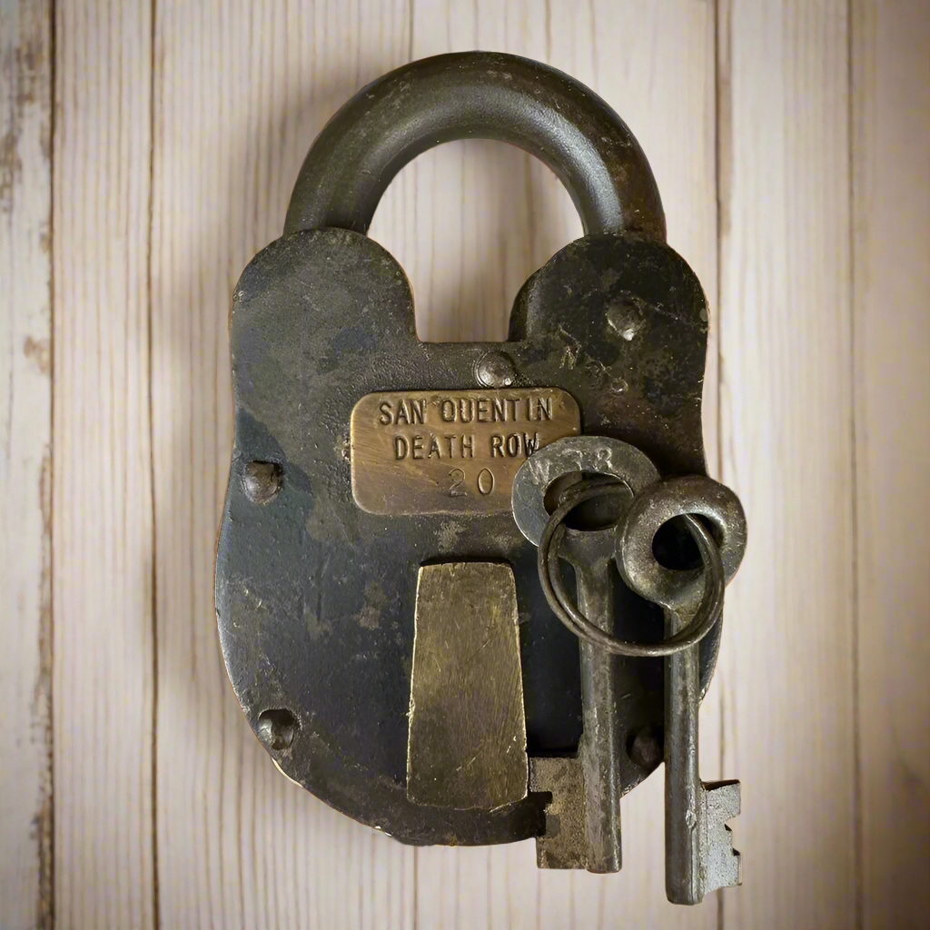 San Quentin Death Row Cast Iron Lock With Brass Tag &amp; Antique 