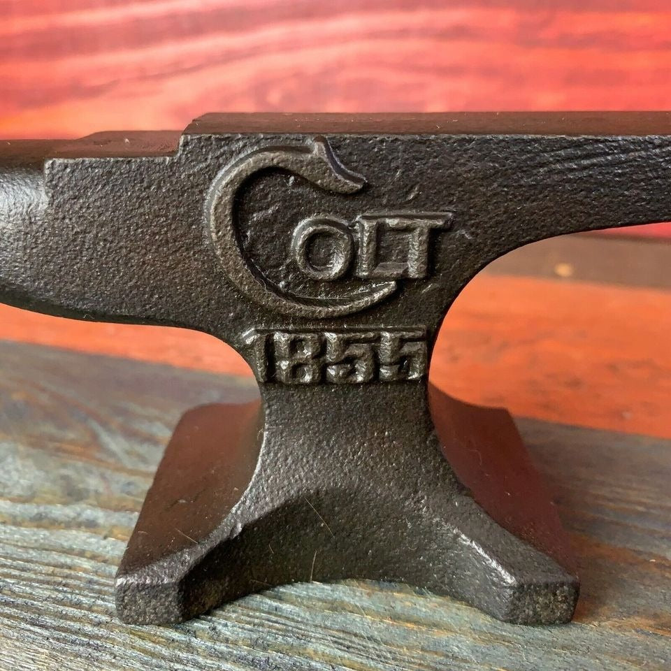 Colt 1855 Cast Iron Anvil Paperweight With Raised Letter & Antique Finish (5.75" x 2.5")