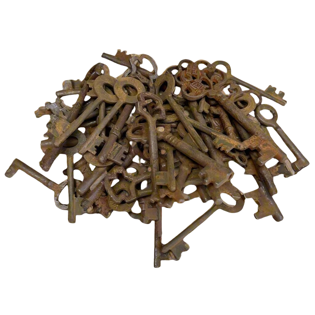 19th-Century Cast Iron Assorted Keys With Antique Finish (Lot of 75)
