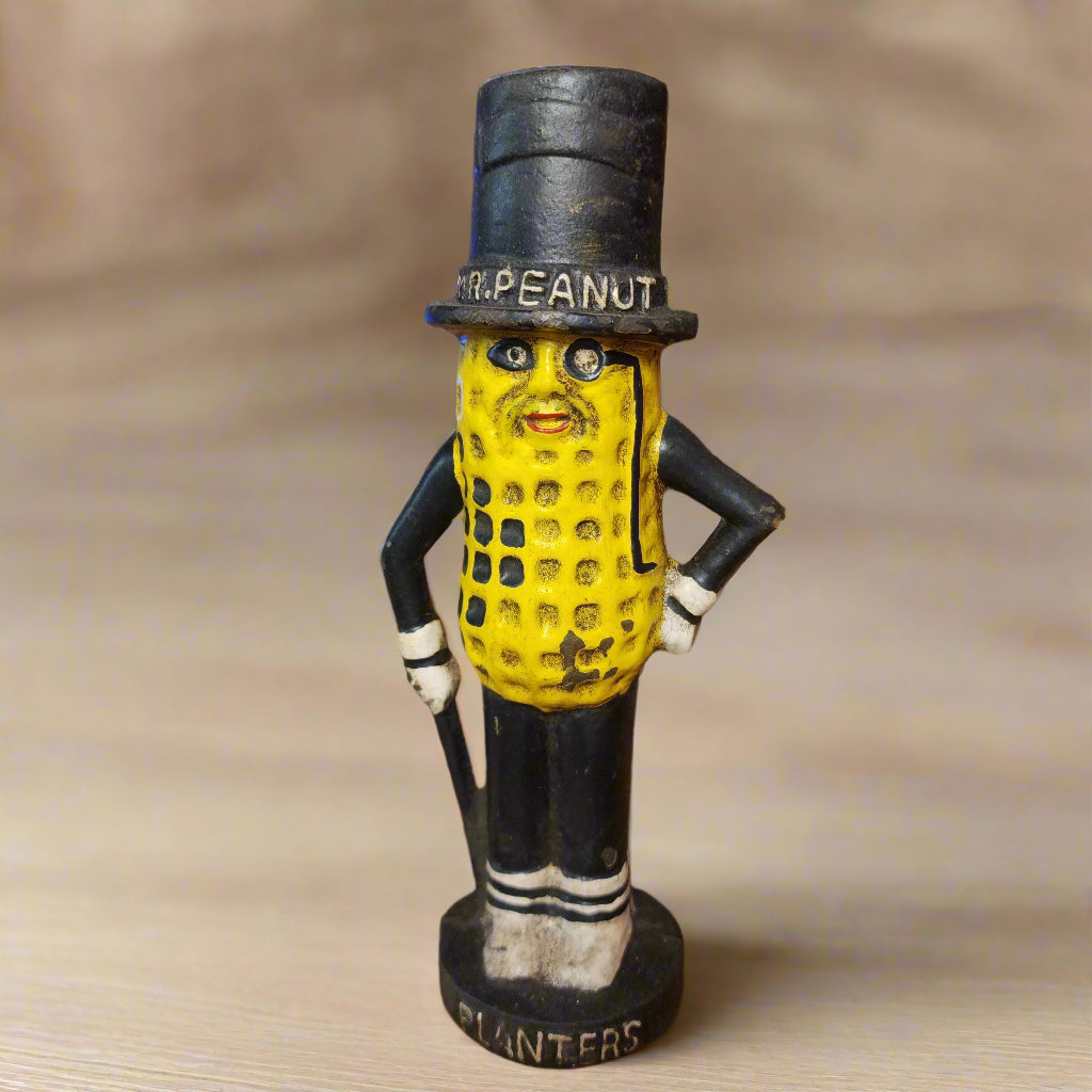 Planters Mr. Peanut Cast Iron Bank With Painted Antique Finish (8" Tall)