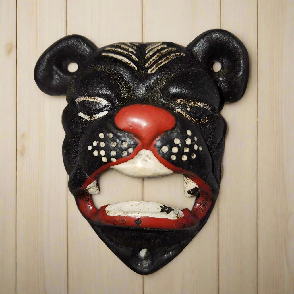 Bulldog Cast Iron Wall Mounted Bottle Opener With Painted Antique Finish (3.5" X 4")