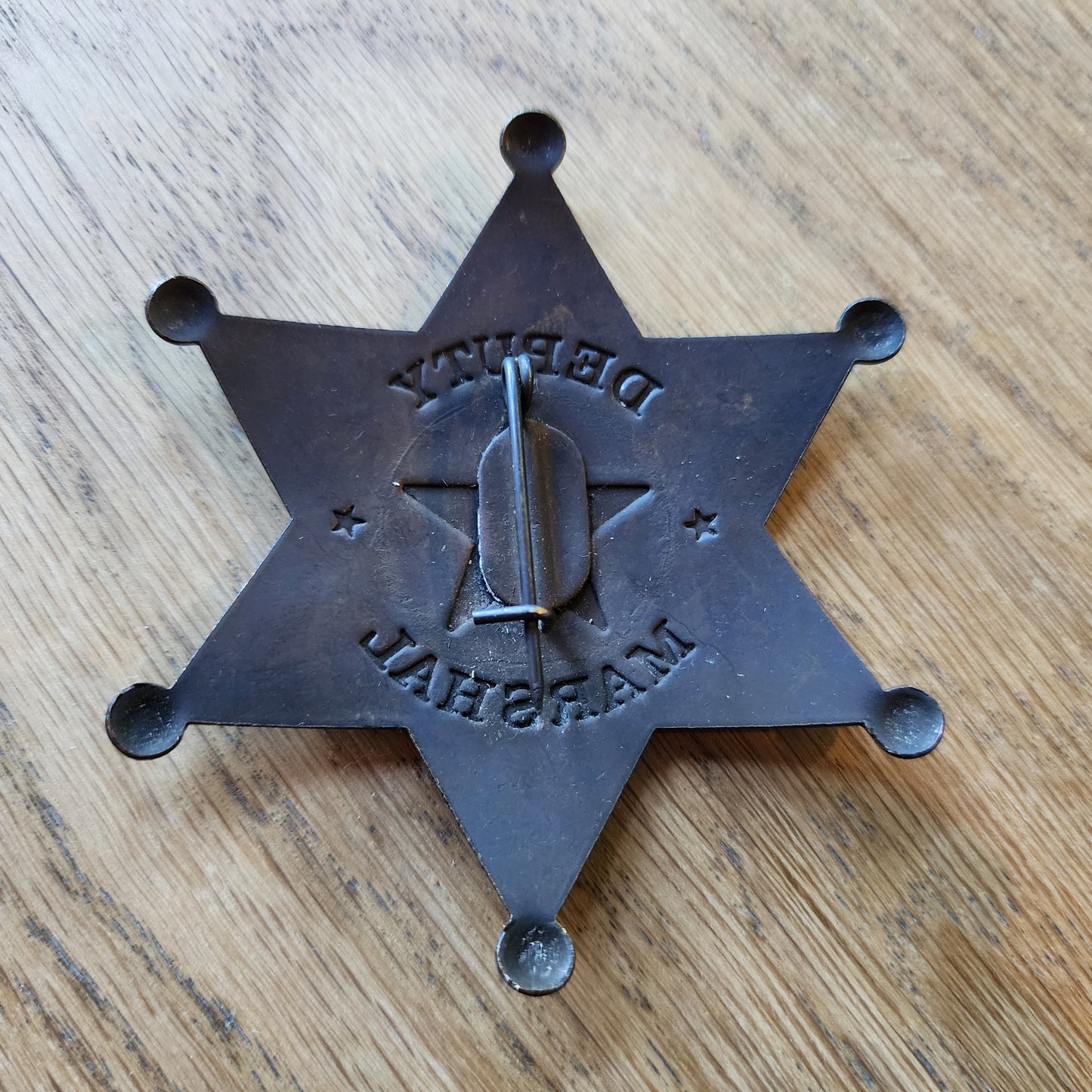 Deputy US Marshal Solid Brass Star Badge With Antique Finish & Soldered Pin (3" x 2.25")