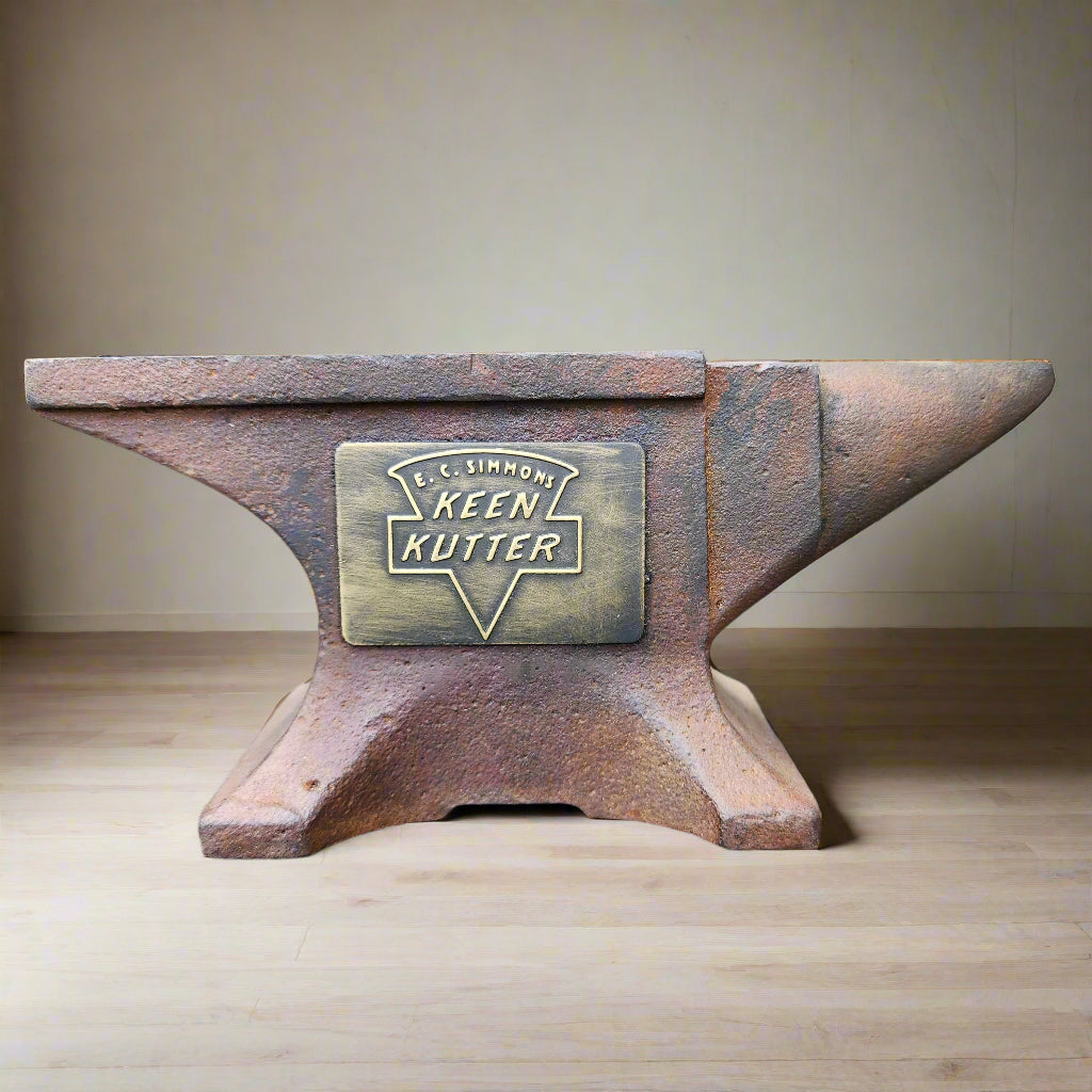 Keen Kutter Cast Iron Anvil Paperweight With Brass Tag And Embossed Makers Mark (8" x 3.5" x 2")