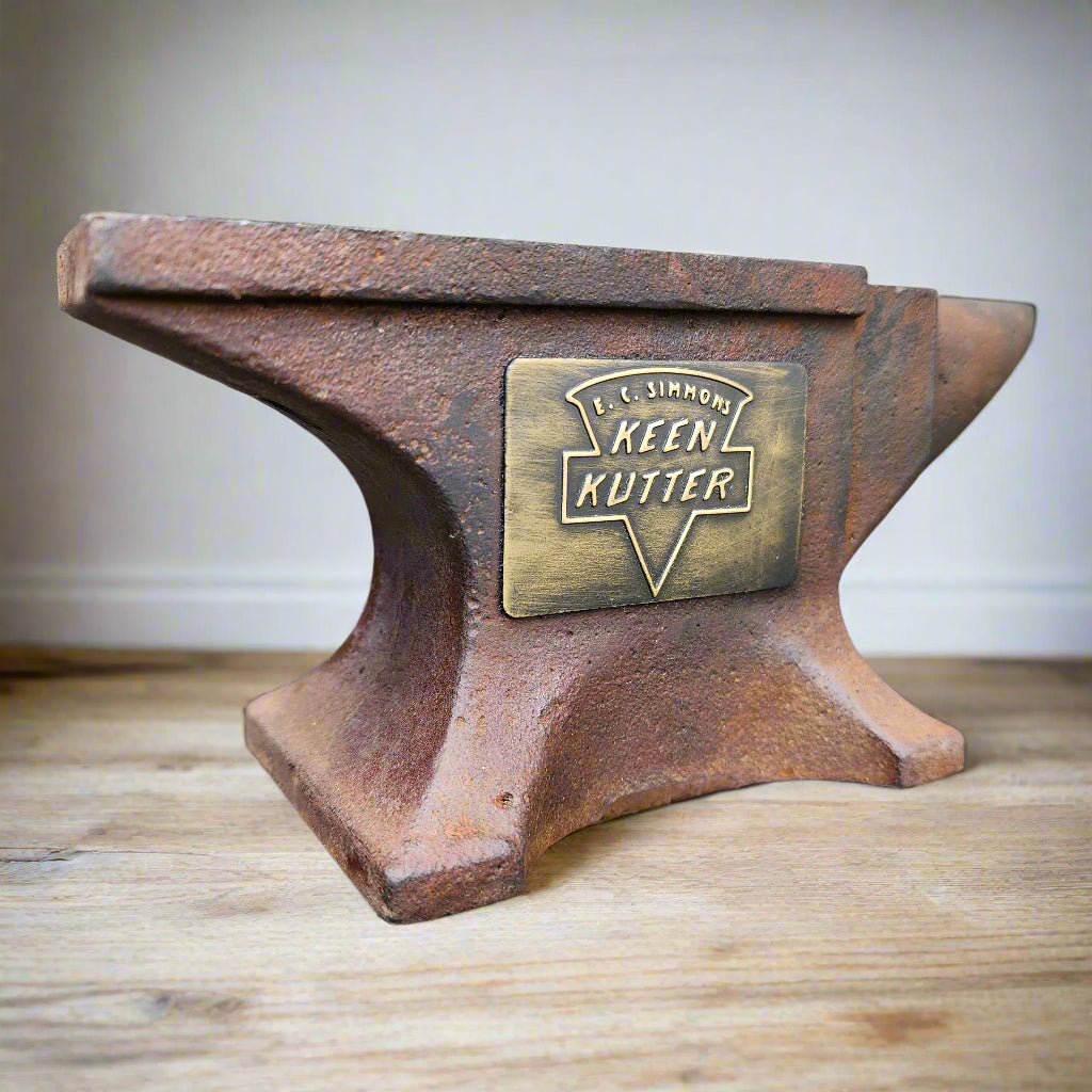 Keen Kutter Cast Iron Anvil Paperweight With Brass Tag And Embossed Makers Mark (8" x 3.5" x 2")