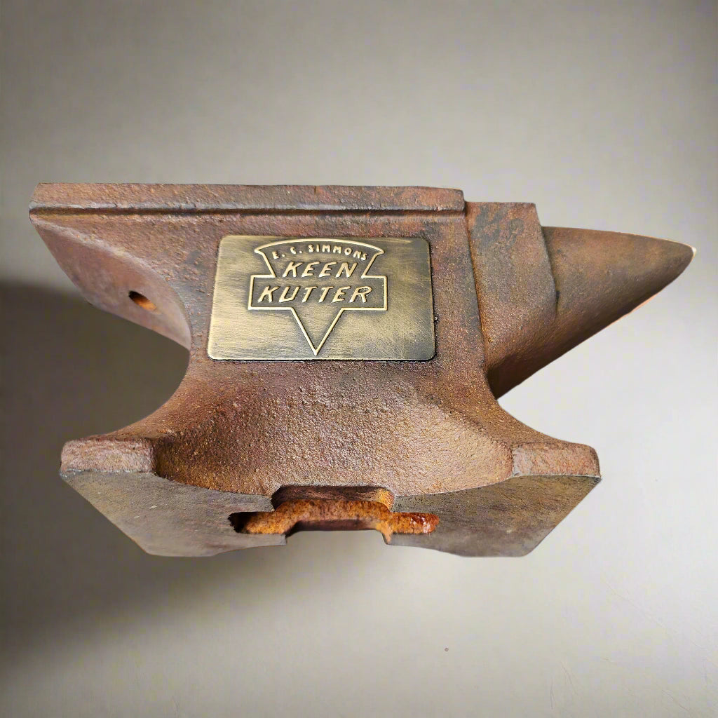 Keen Kutter Cast Iron Anvil Paperweight With Brass Tag And Embossed Makers Mark (8" x 3.5" x 2")