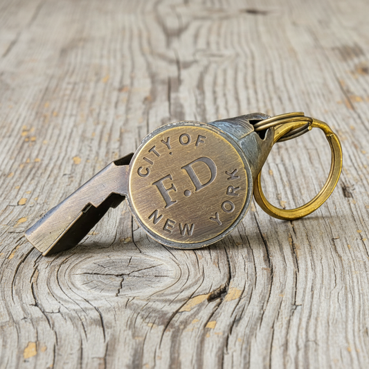 New York 1920's Fire Department Solid Brass Star Whistle (2" x 0.75")