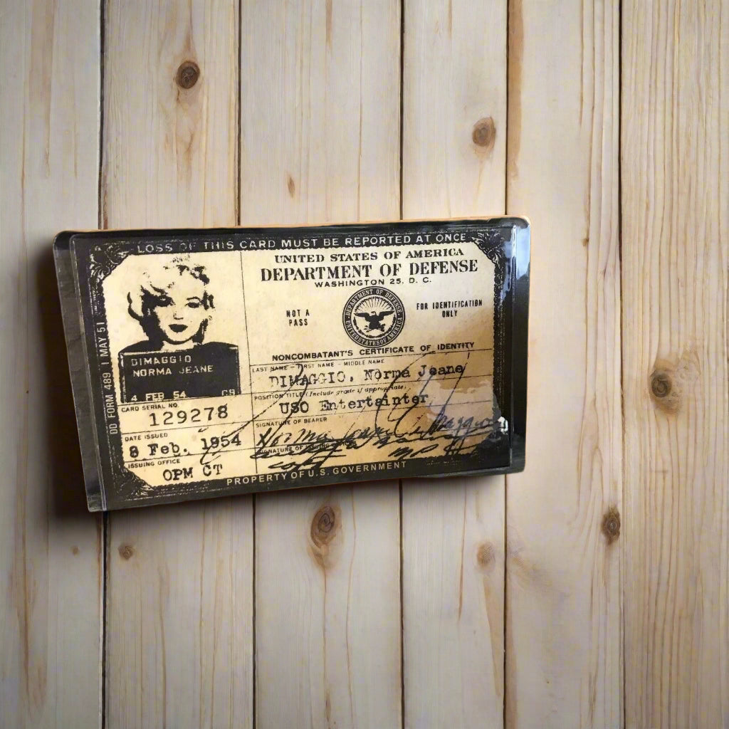 Marilyn Monroe 1954 USA USO ID Card (4.5" x 3")