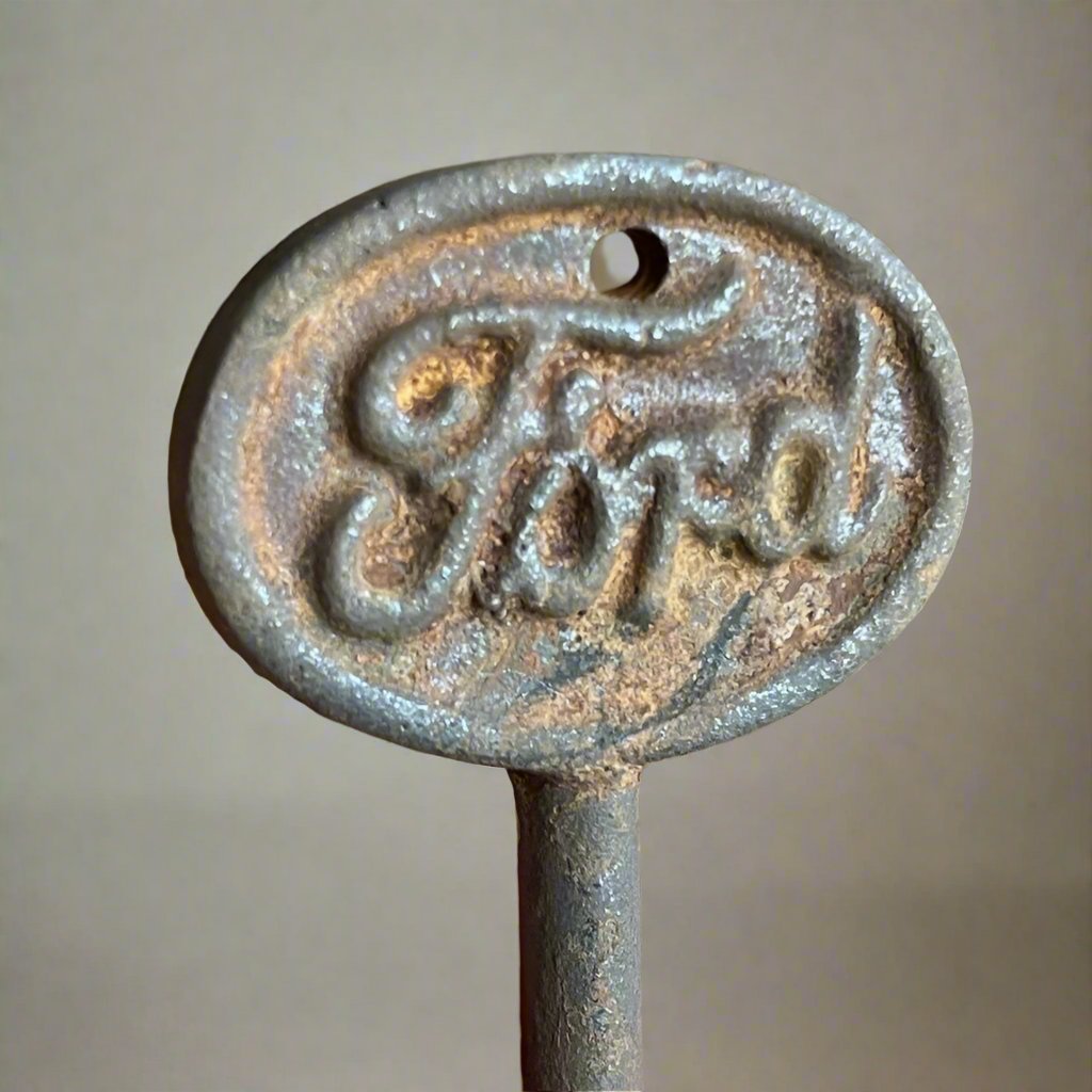 Automotive Cast Iron Set of 5 Keys With Antique Finish (Ford, HD, Chevrolet, Texaco, & Route 66)