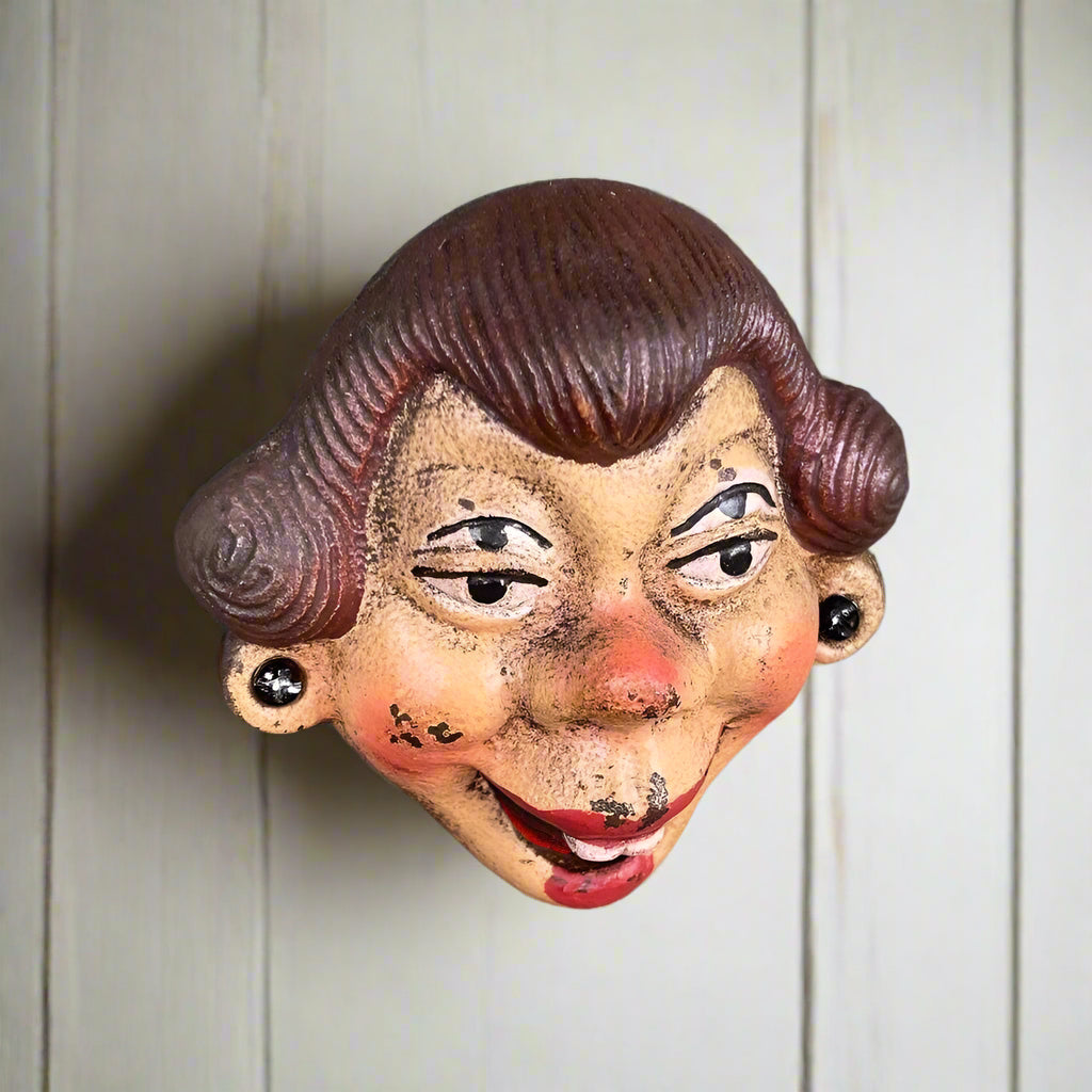 Lady Four-Eyed Wall Mounted Cast Iron Bottle Opener With Painted Antique Finish (3.75" x 3.5")