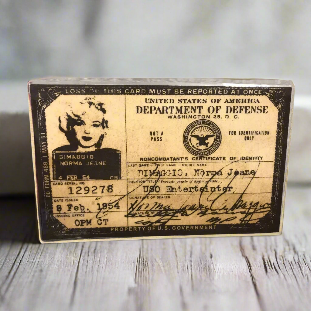 Marilyn Monroe 1954 USA USO ID Card (4.5" x 3")