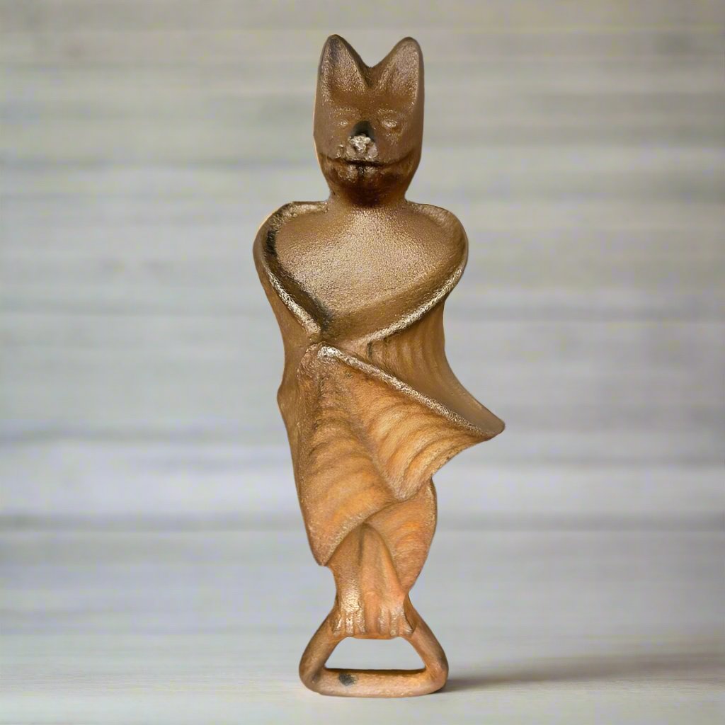 Bat Bottle Opener Cast Iron With Antique Distressed Finish (7" x 2")