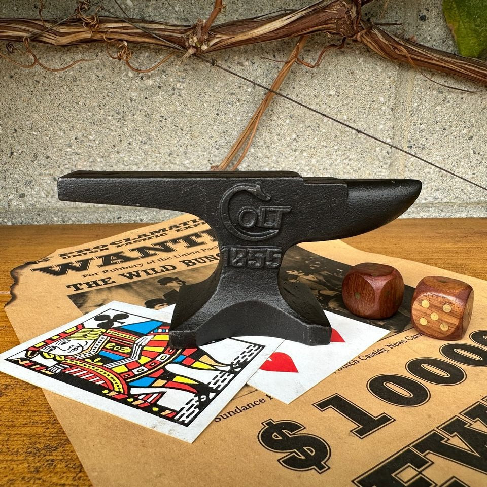 Colt 1855 Cast Iron Anvil Paperweight With Raised Letter & Antique Finish (5.75" x 2.5")
