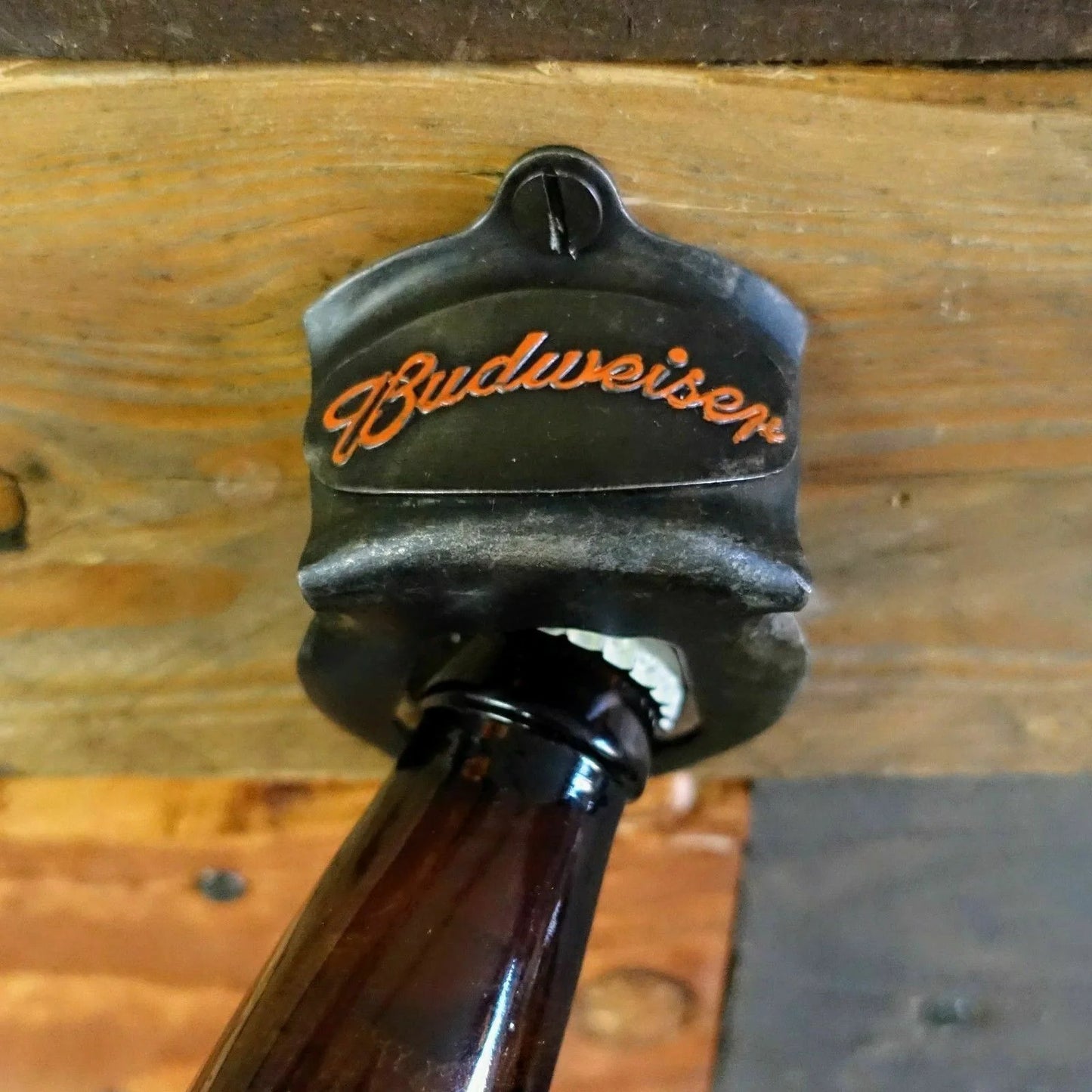 Budweiser Wall Mounted Bottle Opener Die Cast With Painted Antique Finish (2.5" x 3.25")