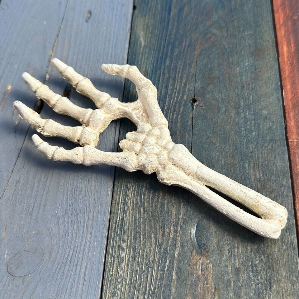 Skeleton Hand Cast Iron Bottle Opener With Antique Finish (6.5" Long)