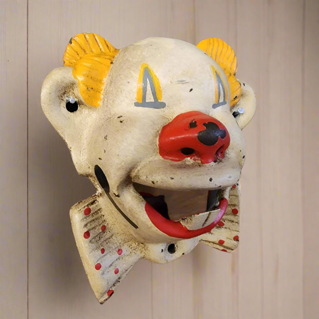 Clown Cast Iron Wall Mounted Bottle Opener With Painted Antique Finish (5" x 2.75")