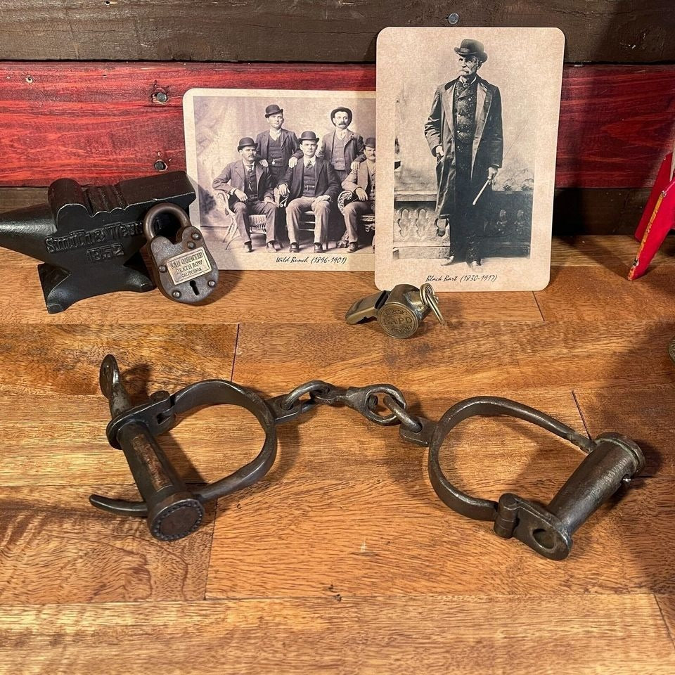 Sing Sing Prison Cast Iron Adjustable Handcuffs With Antique Finish (12.5" Long)