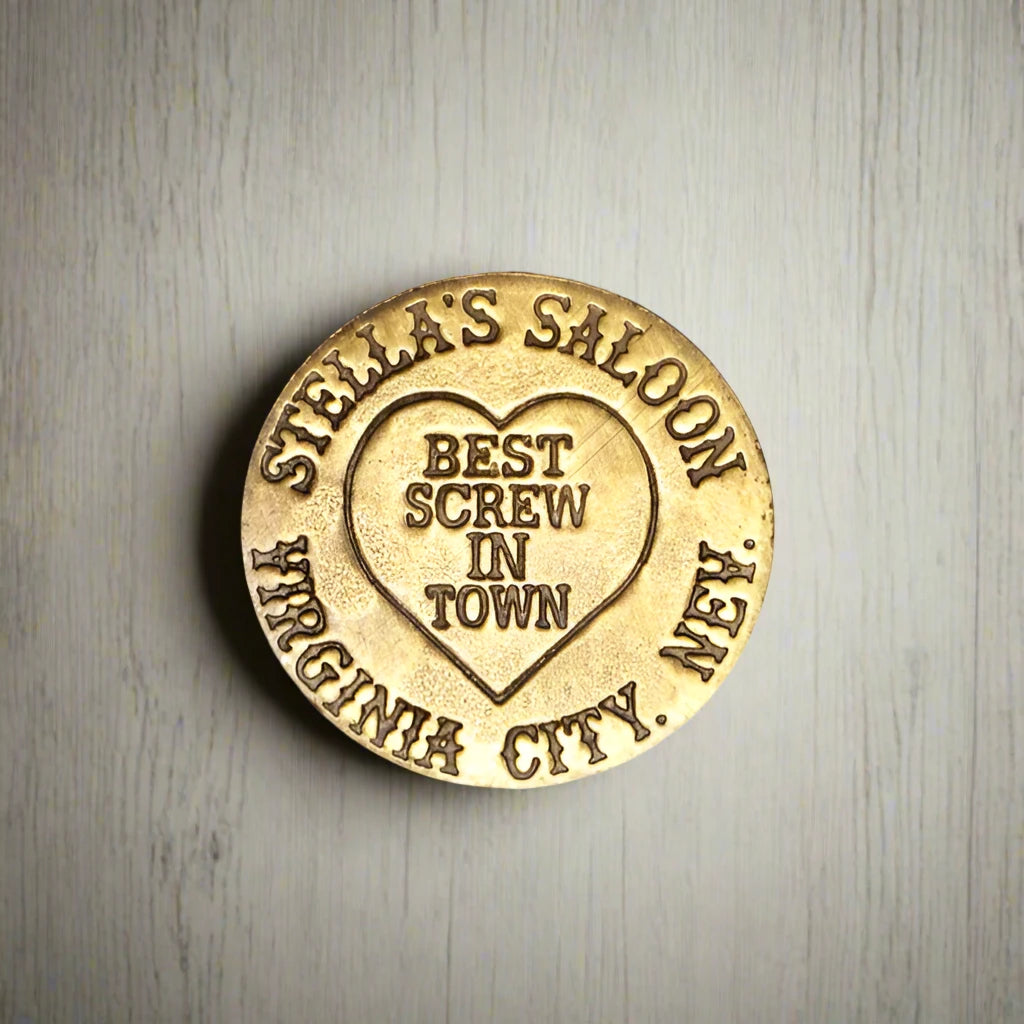 Brothel Solid Brass Tokens With Raised Lettering & Antique Finish (Set Of 6 Assorted Tokens)
