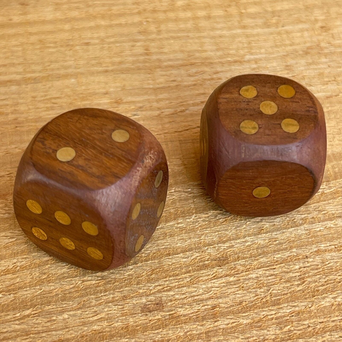 Dice Carved Wood Set Of 2 With Brass Inlay (3/4" Square)