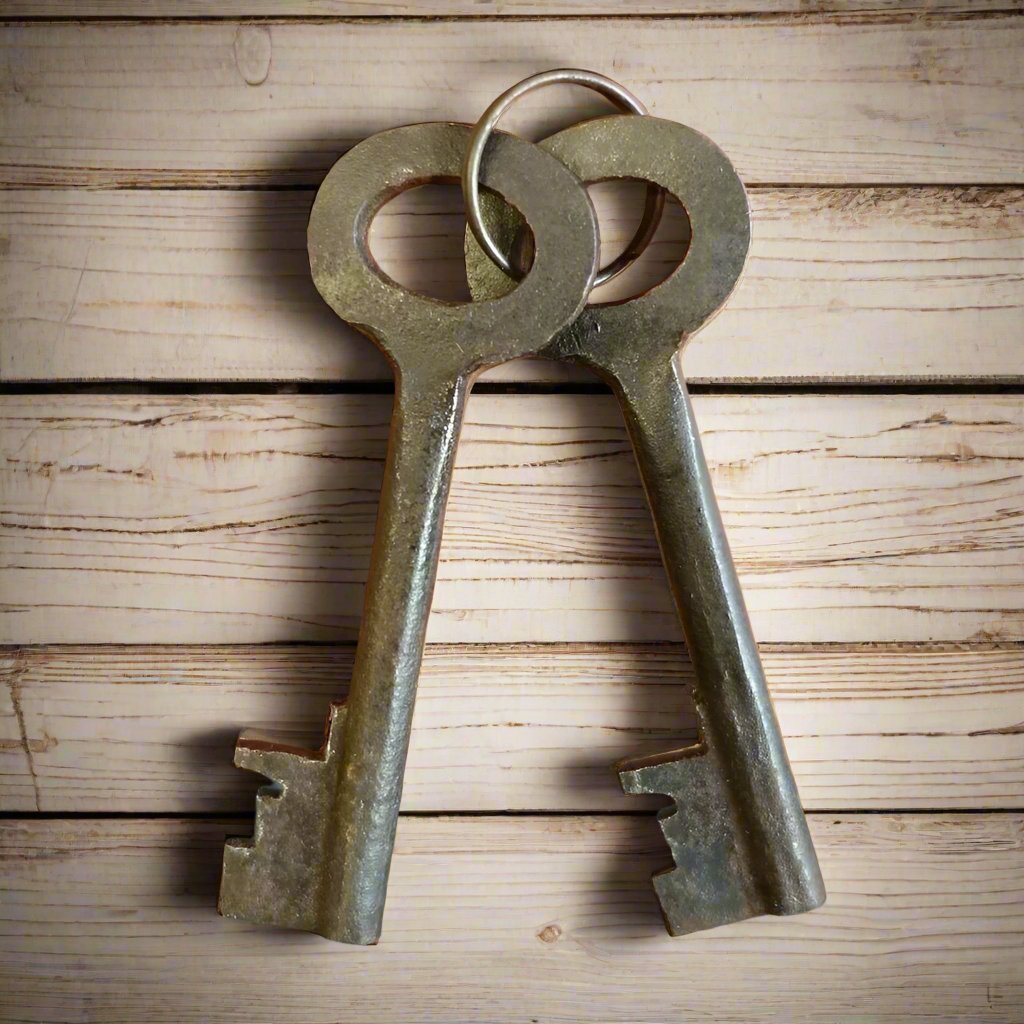 Alcatraz Prison San Francisco Cast Iron Working Lock & Keys With Antique Finish (3" x 5") - Jones Peak