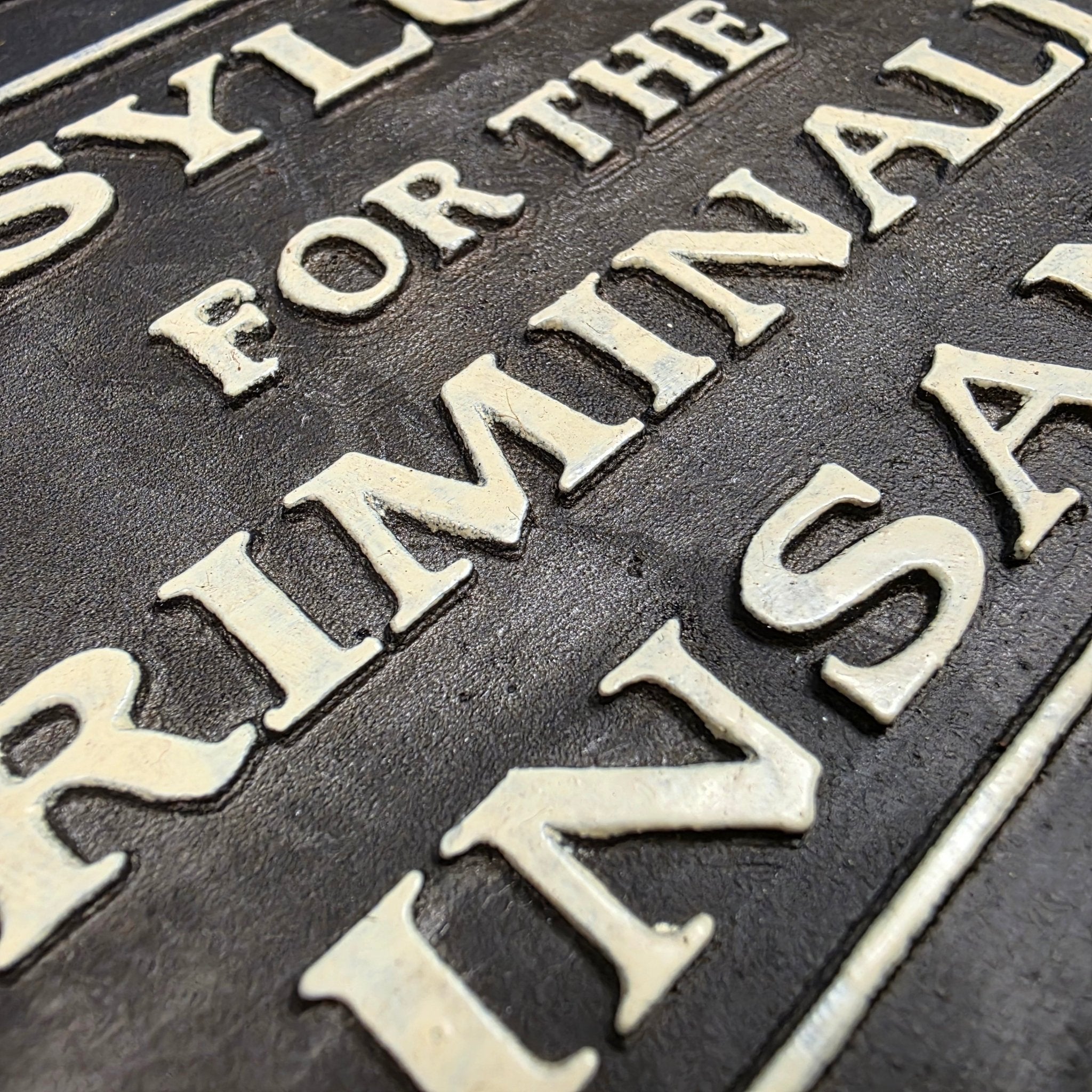 Asylum For The Criminally Insane Cast Iron Plaque - Jones Peak