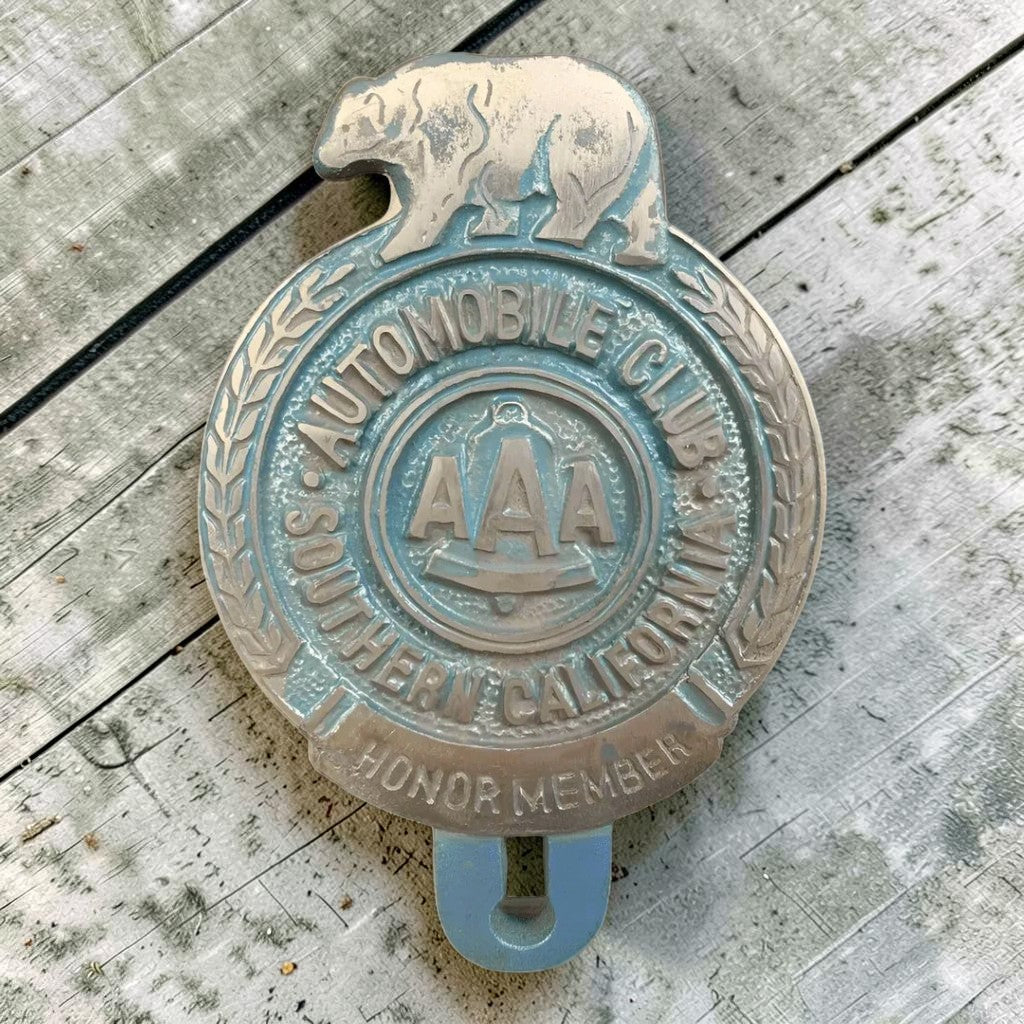 AAA Automobile Club Bear License Plate FOB Topper With Painted Antique Finish (5" x 3.25") - Jones Peak