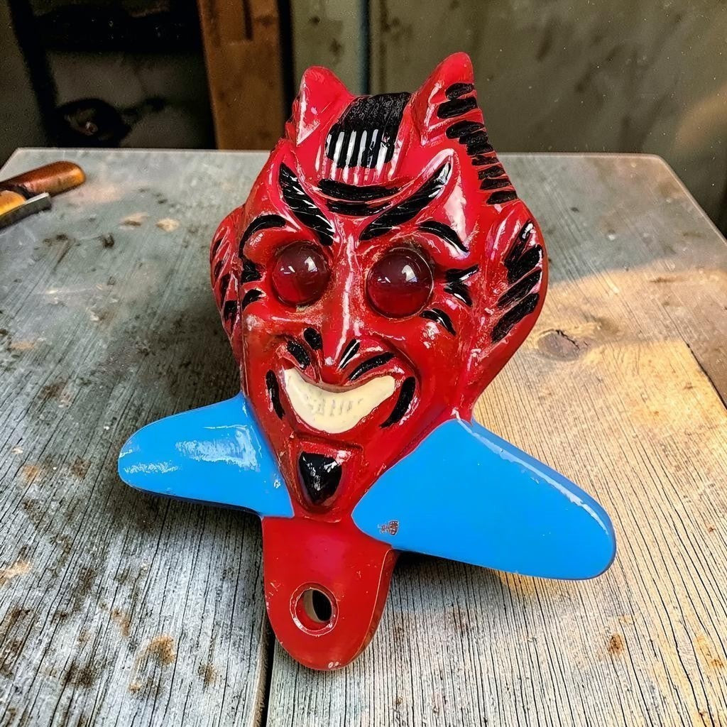 Devil License FOB With Jewel Eyes Painted Finish (4.25" x 3.5") - Jones Peak