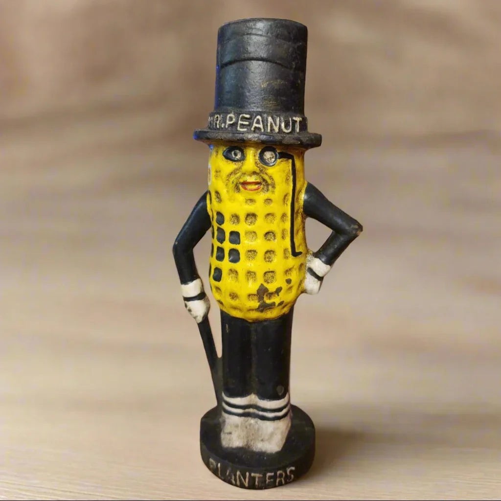 Planters Mr. Peanut Cast Iron Bank With Painted Antique Finish (8" Tall) - Jones Peak