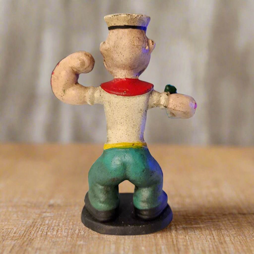 Popeye Sailor Man With Pipe & Spinach Cast Iron Figurine With Hand Painted Antique Finish (6" x 4.5" x 2") - Jones Peak