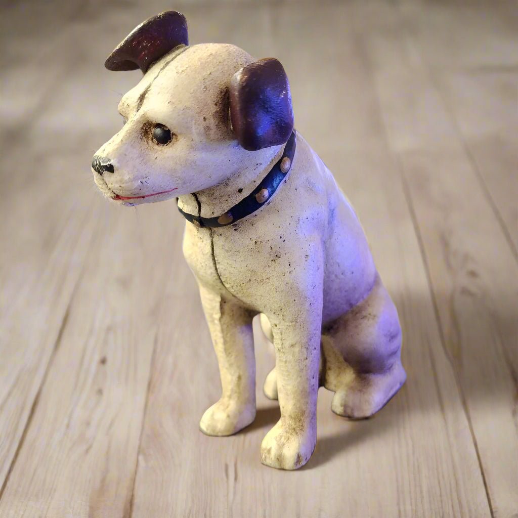 RCA Dog Cast Iron "Nipper" Coin Bank With Hand Painted Antique Finish (6" x 6" x 2") - Jones Peak