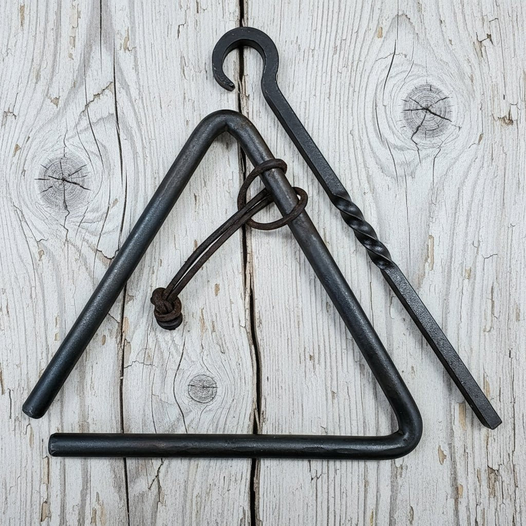 Chuck Wagon Dinner Bell Wrought Iron Striker And Leather Strap For Hanging (8" x 8.5") - Jones Peak