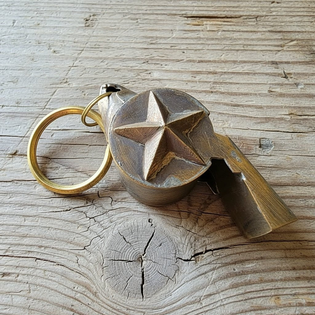 Fire Department Solid Brass Embossed Star Whistle - Jones Peak
