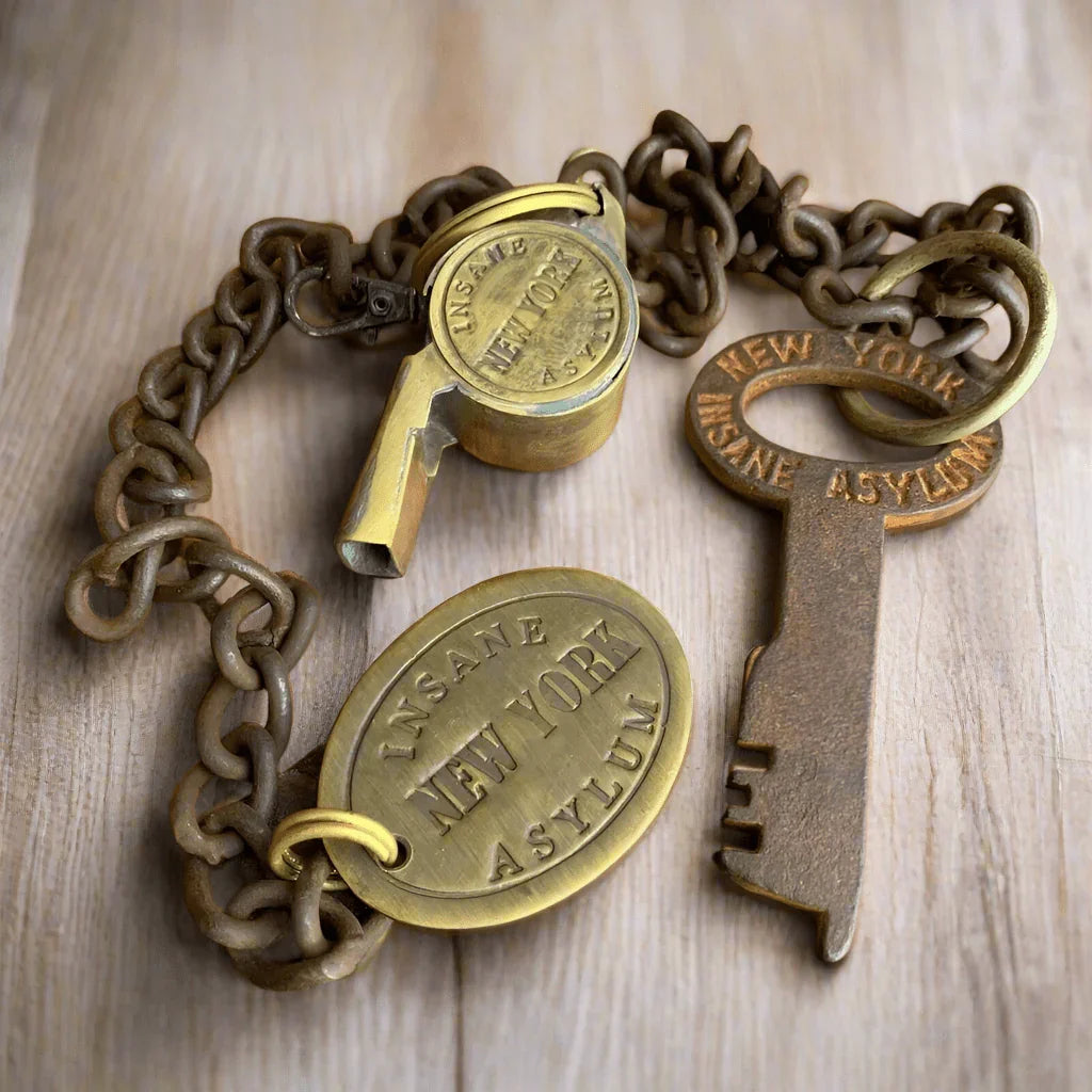 New York Insane Asylum Cast Iron Guard Key And Whistle (20" Long) - Jones Peak