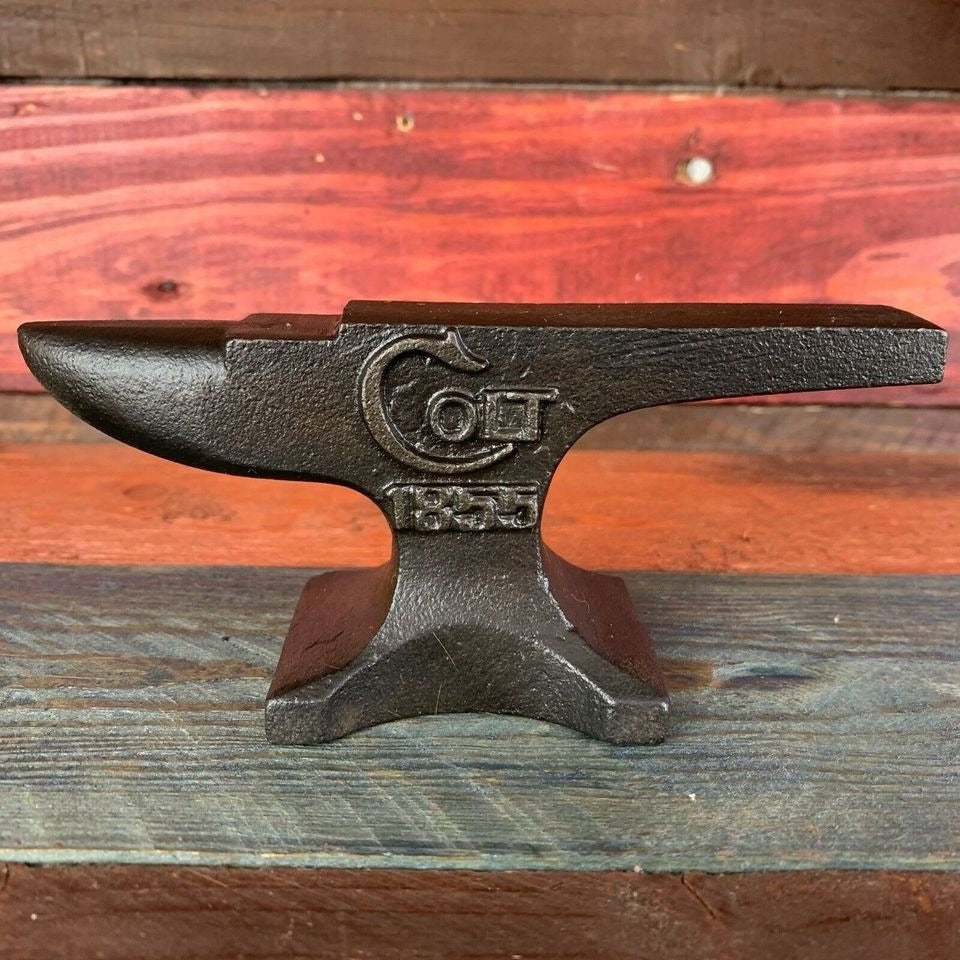 Colt 1855 Cast Iron Anvil Paperweight With Raised Letter & Antique Finish (5.75" x 2.5")
