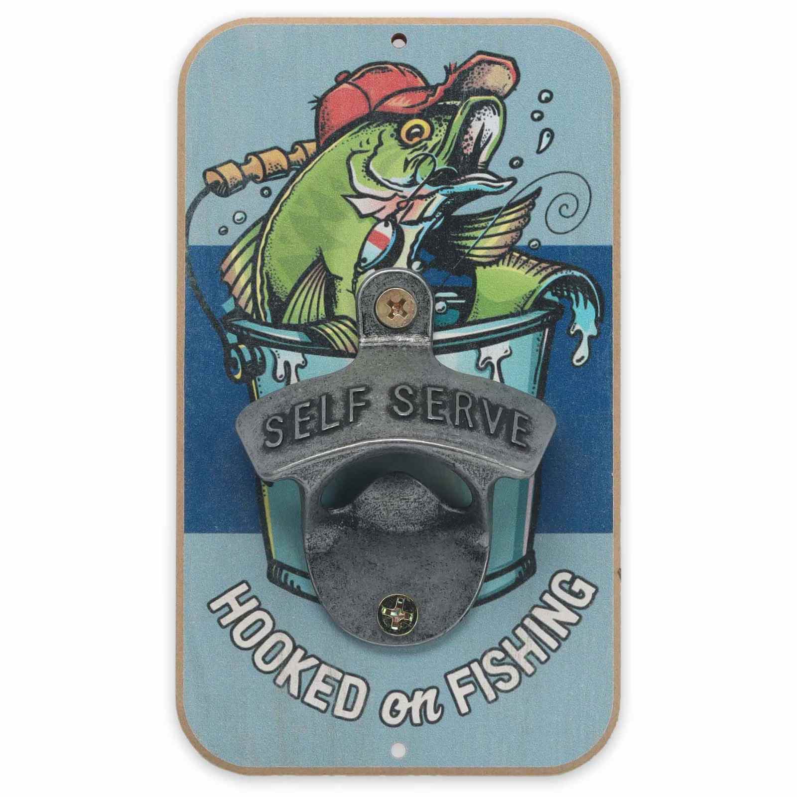Hooked On Fishing Wall Bottle Opener (3.5" x 6") - Jones Peak