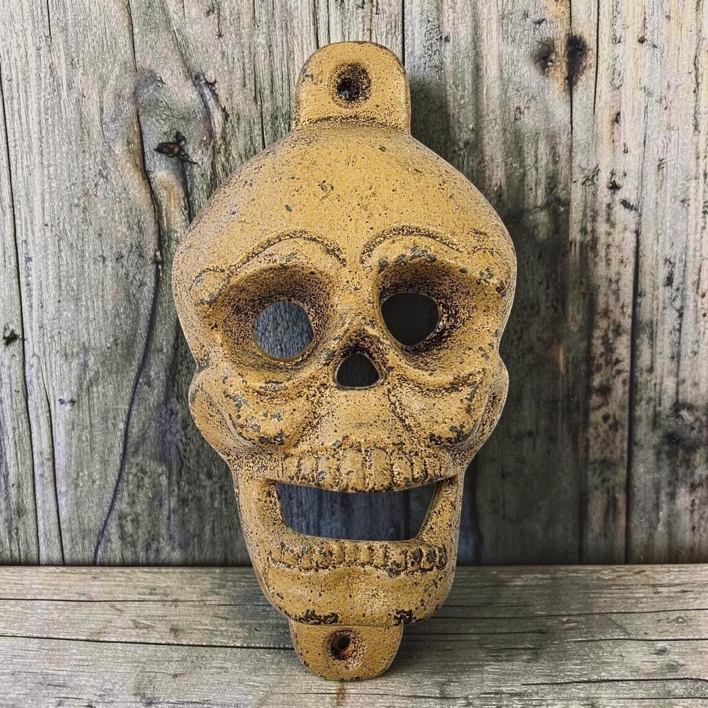 Skull Cast Iron Wall Mounted Bottle Opener With Antique Finish (5" x 2.75") - Jones Peak
