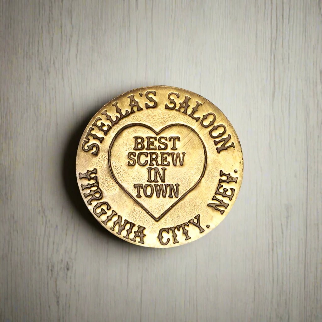 Brothel Solid Brass Tokens With Raised Lettering & Antique Finish (Set Of 6 Assorted Tokens) - Jones Peak