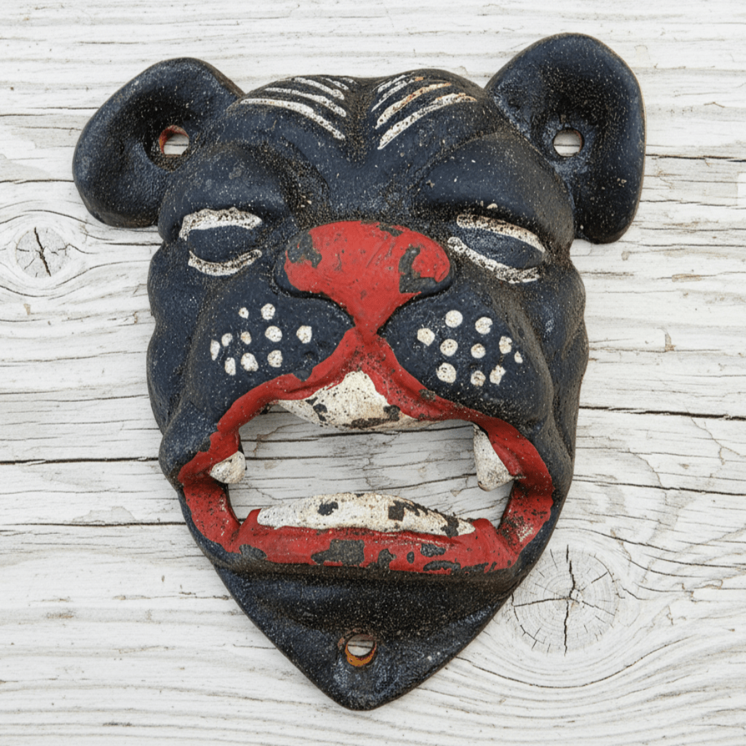Bulldog Cast Iron Wall Mounted Bottle Opener With Painted Antique Finish (3.5" X 4") - Jones Peak
