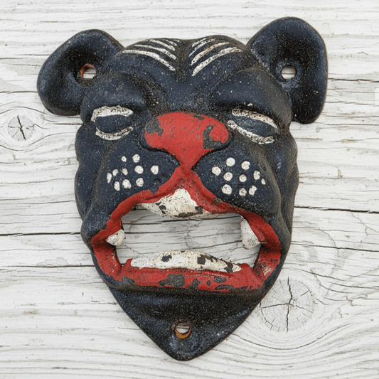 Bulldog Cast Iron Wall Mounted Bottle Opener With Painted Antique Finish (3.5" X 4") - Jones Peak