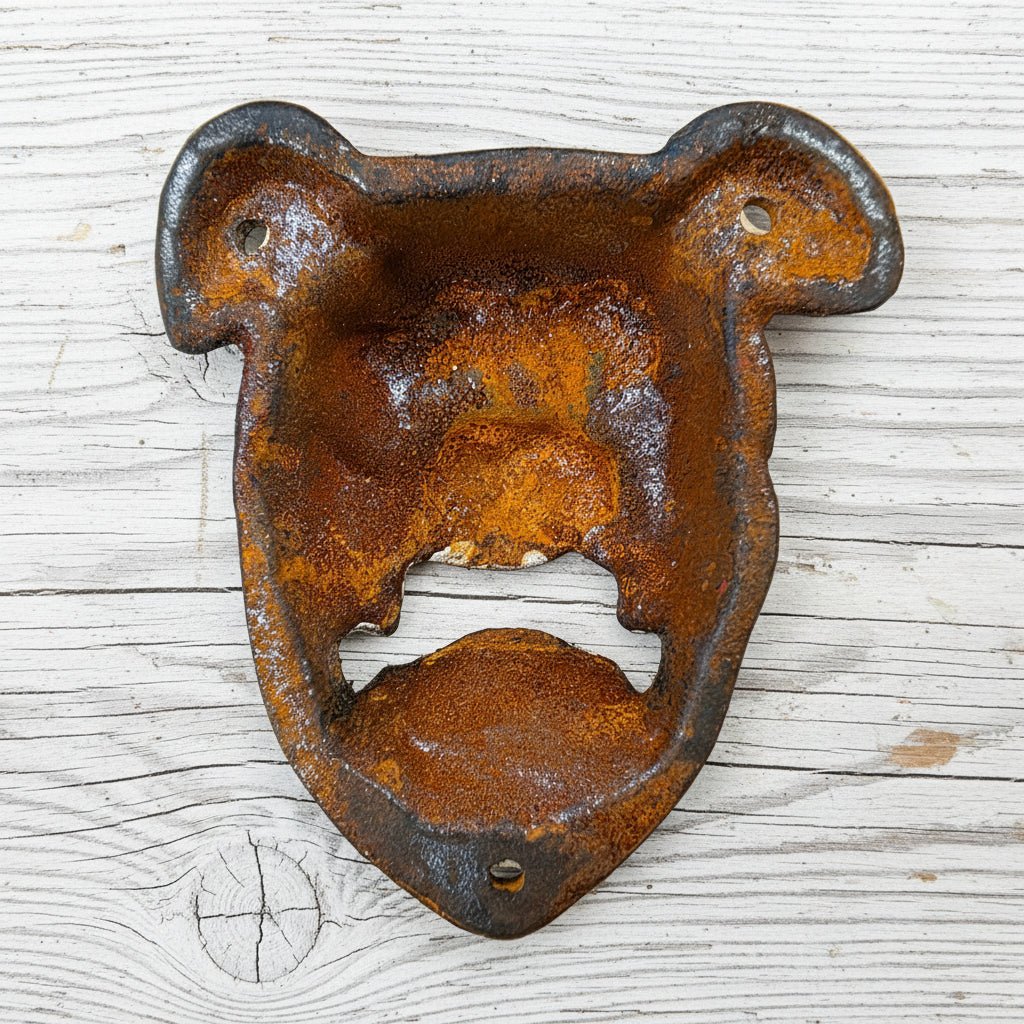 Bulldog Cast Iron Wall Mounted Bottle Opener With Painted Antique Finish (3.5" X 4") - Jones Peak