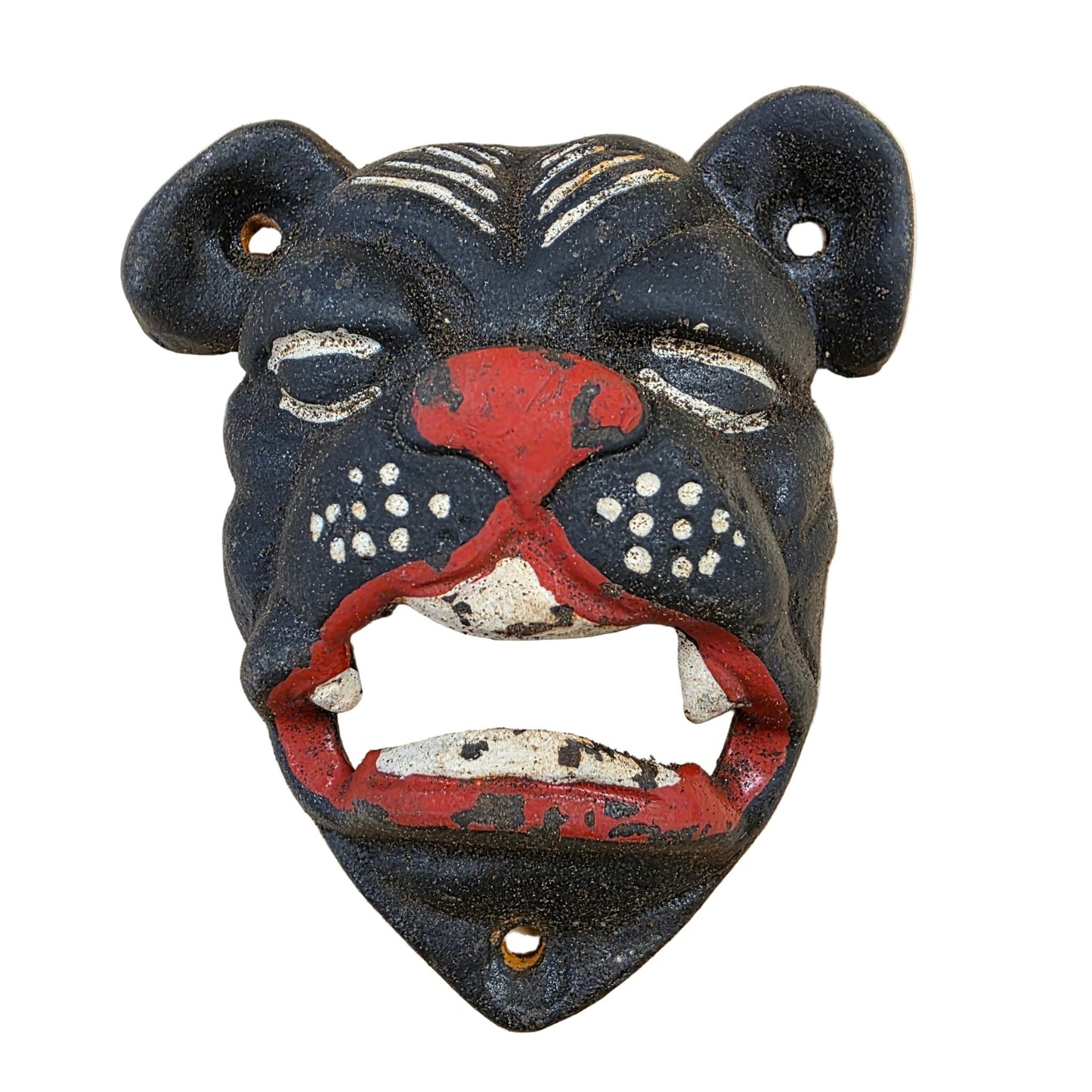Bulldog Cast Iron Wall Mounted Bottle Opener With Painted Antique Finish (3.5" X 4") - Jones Peak
