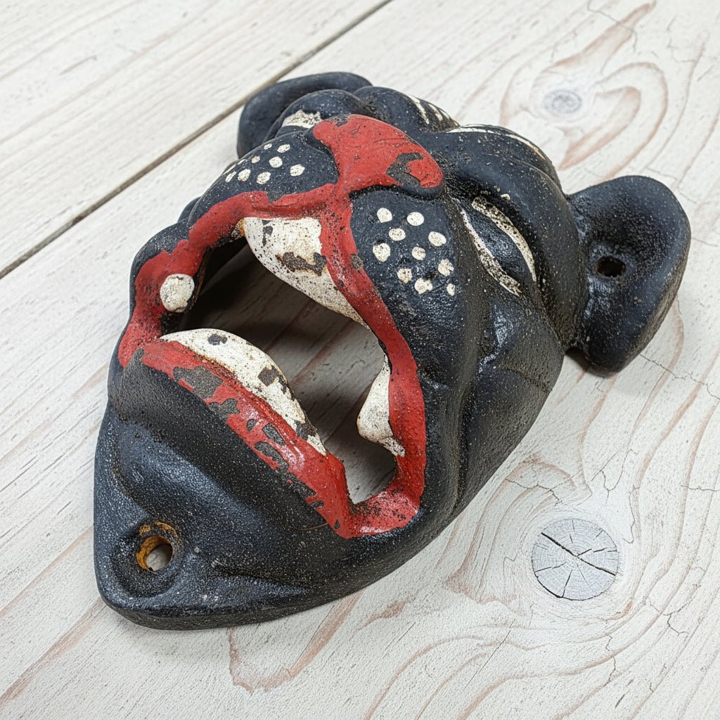 Bulldog Cast Iron Wall Mounted Bottle Opener With Painted Antique Finish (3.5" X 4") - Jones Peak