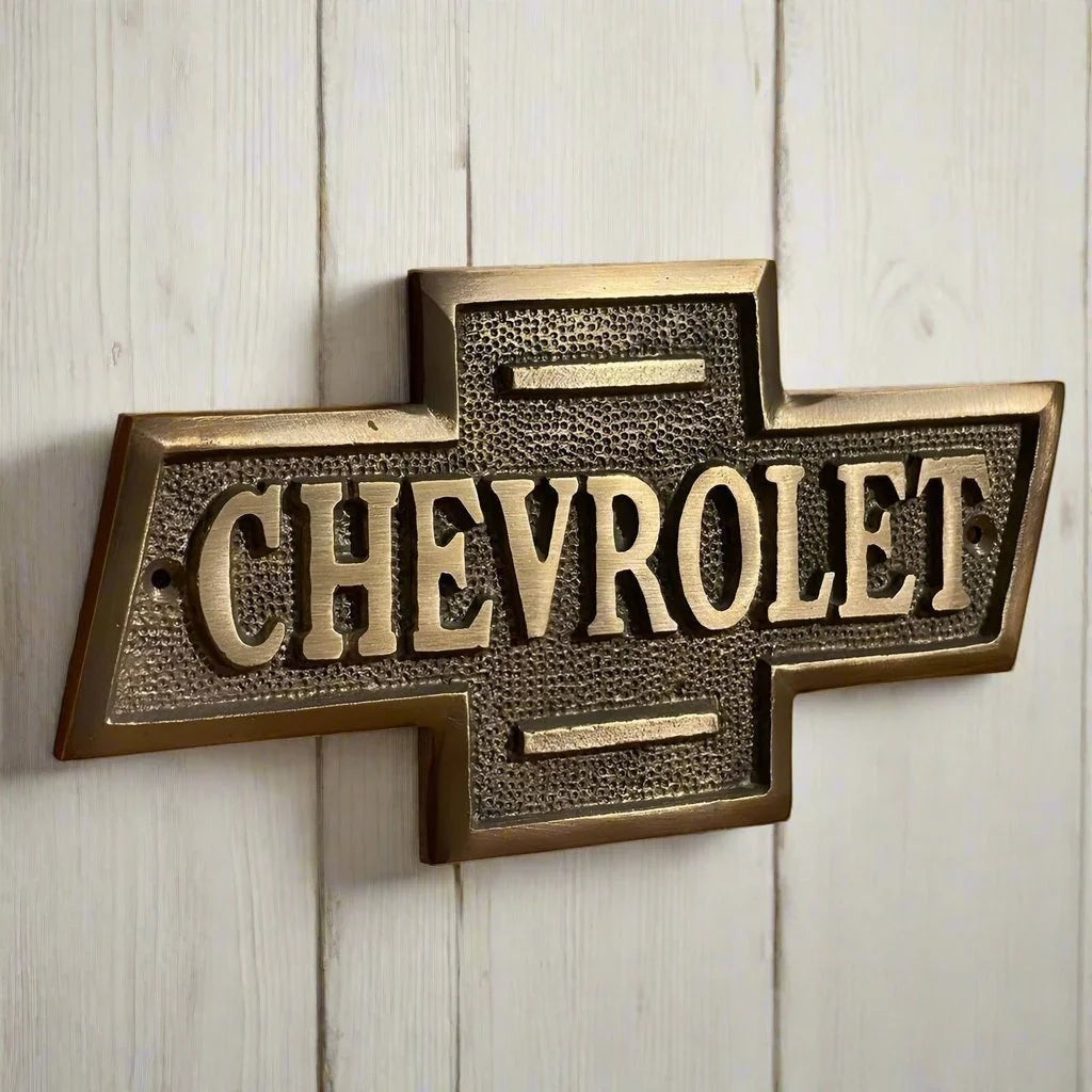 Chevrolet Solid Brass Embossed Plaque With Antique Finish (6.5" x 3.5") - Jones Peak