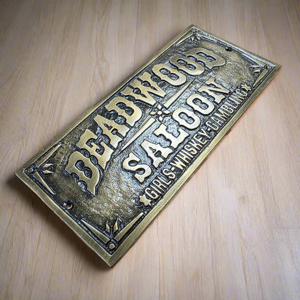 Deadwood Saloon Girls Whiskey Gambling Plaque With Raised Lettering & Antique Finish (7.5" x 3.5") - Jones Peak