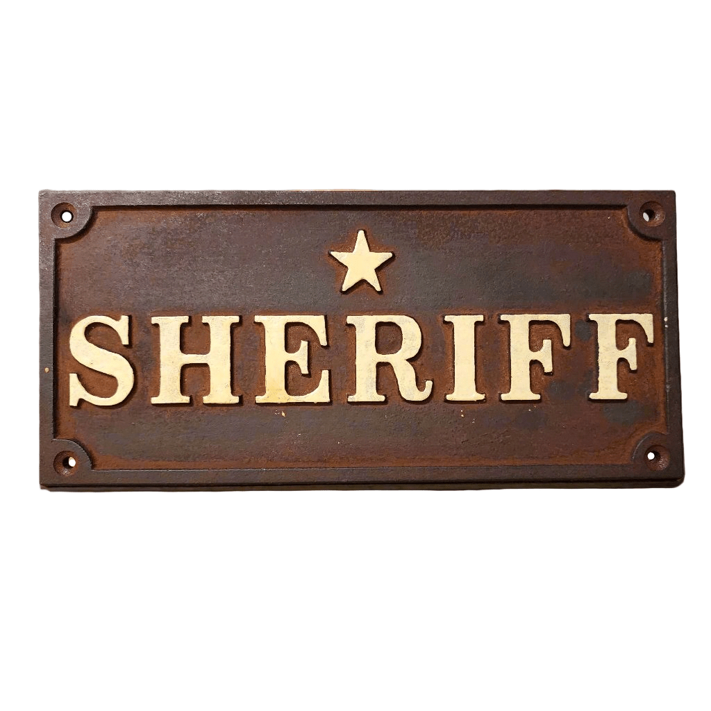 Sheriff Cast Iron Plaque With Antique Finish (7.75" x 3.5") - Jones Peak