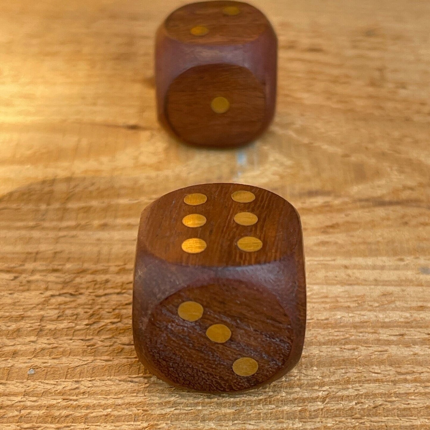 Dice Carved Wood Set Of 2 With Brass Inlay (3/4" Square)