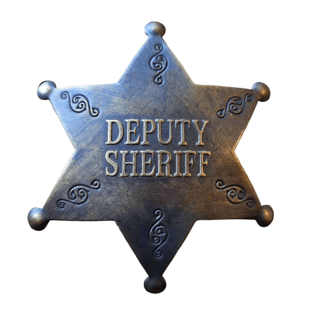 Deputy Sheriff Old West Solid Brass Star Badge With Antique Finish & Soldered Pin (3" x 2.25") - Jones Peak