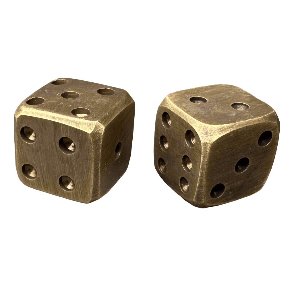 Dice Solid Brass With Antique Finish and Rounded Corners (Set Of 2) - Jones Peak
