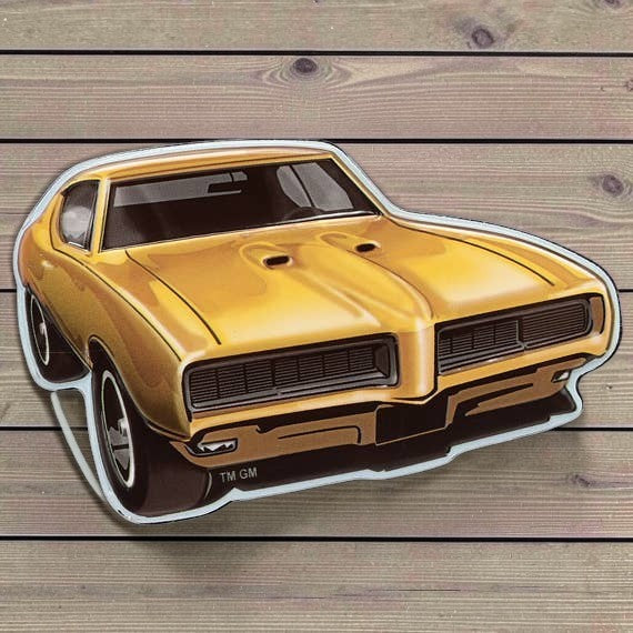 Pontiac 1968 Embossed Metal Magnet detail view