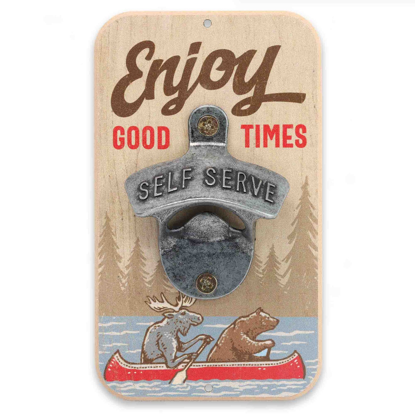 Enjoy Good Times Moose & Bear Wall Bottle Opener (3.5" x 6") - Jones Peak